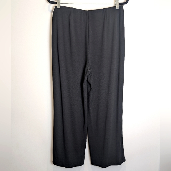 J.Jill Wearever Black White Stripe Pull On Wide Leg Pants Size Large Petite - Picture 2 of 6
